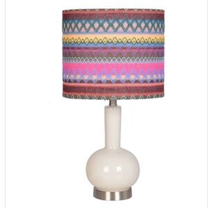 THRESHOLD NWT Glass lamp with nickel base & multicolor lampshade